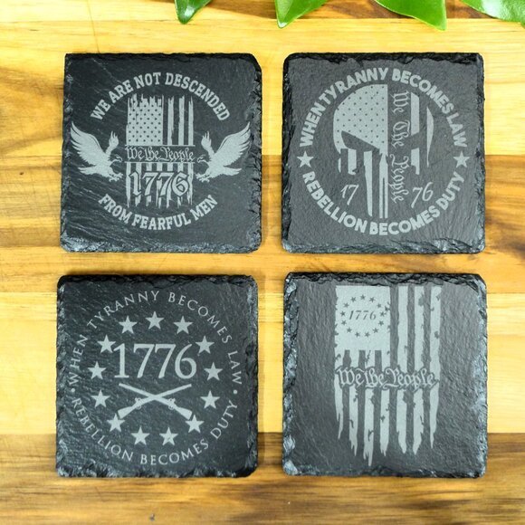Patriotic Slate Coaster Set 1776 Coasters Slate Coasters- American Flag Coaster - Picture 16 of 16